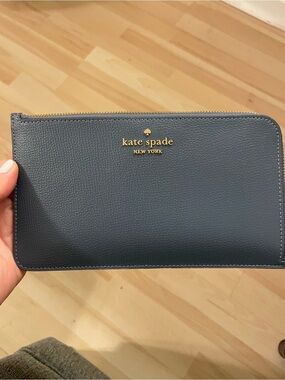 Good Condition Kate Spade Blue-Gray Clutch - Wallet